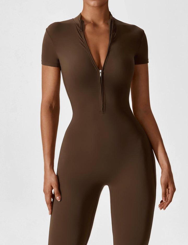 LenaFit – Kurzarm-Reißverschluss-Jumpsuits
